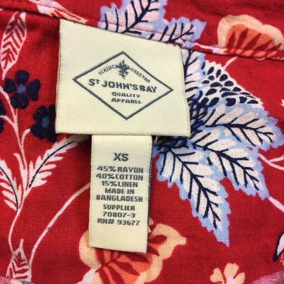 New! St. John’s Bay Dress XS Red Blue Floral Sleeveless Drawstring Waist - Picture 8 of 14